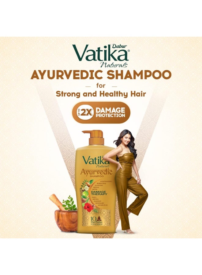 DABUR Vatika Ayurvedic Shampoo, 640ml : Power of Dus Poshan for 10 Hair Problems - Image 2